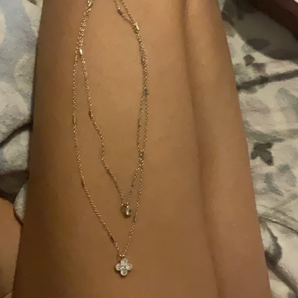 Kate Spade Gold Layered Necklace with Crystal Pendant